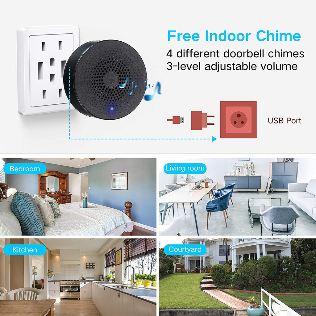 Silarius SIL - Battery Powered Smart Doorbell Camera + Chime - 2MP WiFi, Waterproof IP65, Cloudedge app , includes 32GB MicroSD card - GJB PRODUCTS
