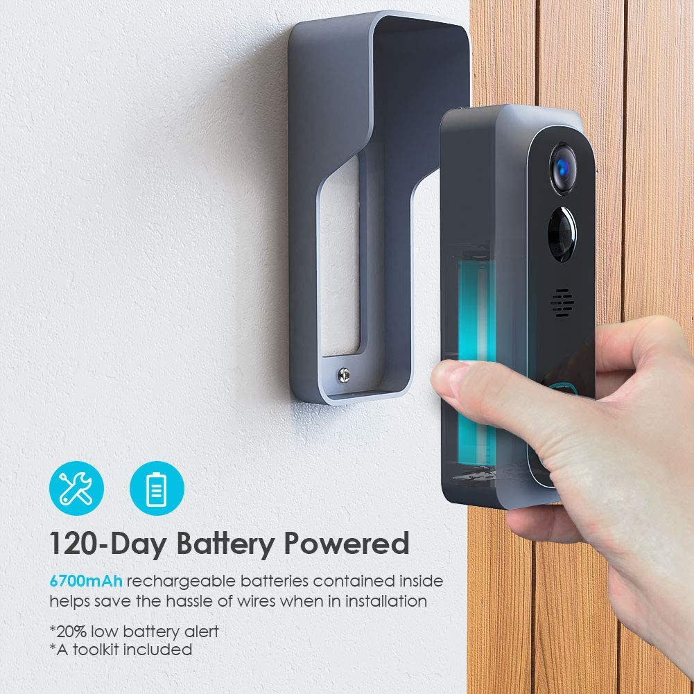 Silarius SIL - Battery Powered Smart Doorbell Camera + Chime - 2MP WiFi, Waterproof IP65, Cloudedge app , includes 32GB MicroSD card - GJB PRODUCTS