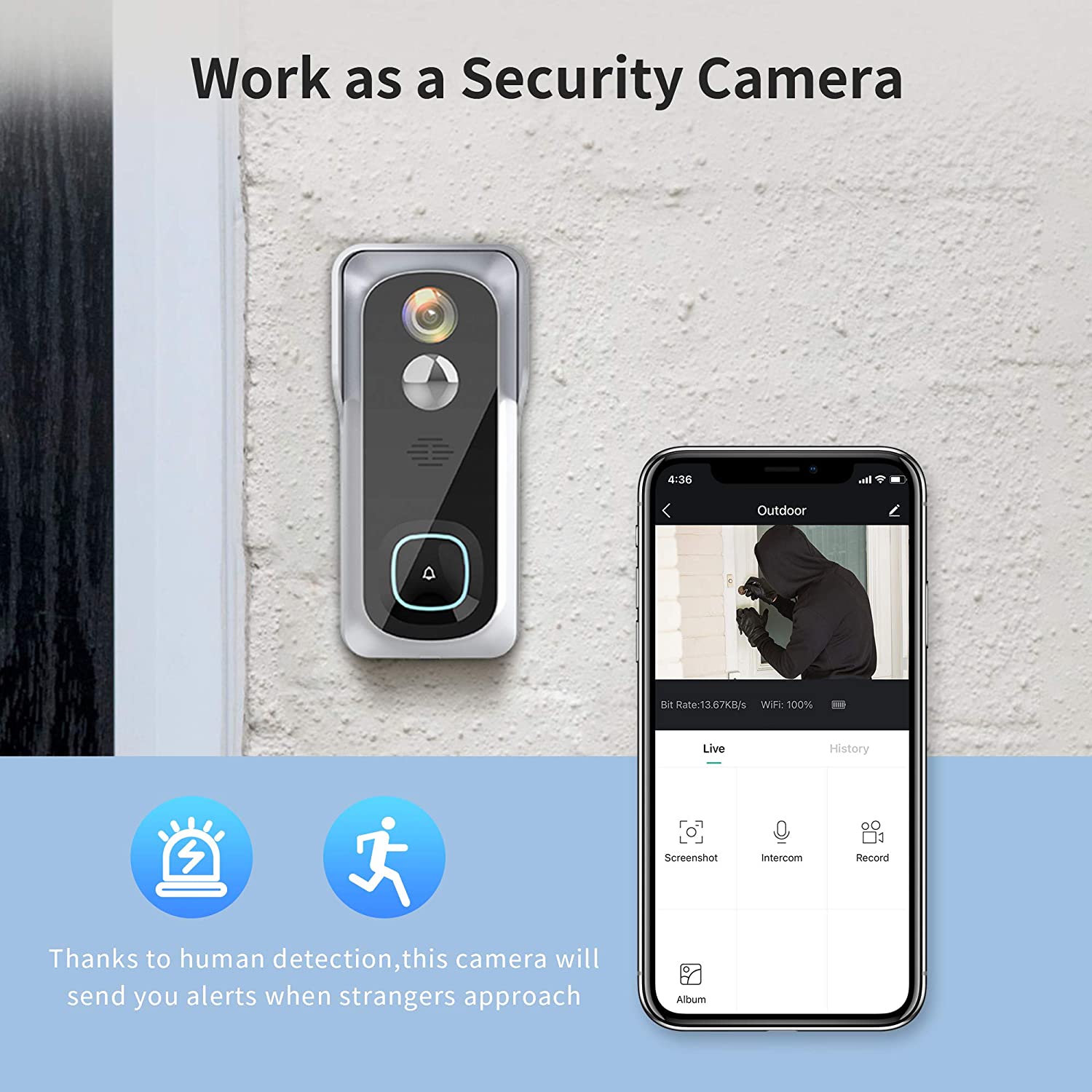 Silarius SIL - Battery Powered Smart Doorbell Camera + Chime - 2MP WiFi, Waterproof IP65, Cloudedge app , includes 32GB MicroSD card - GJB PRODUCTS