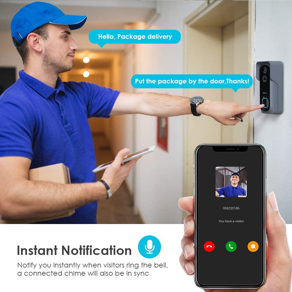 Silarius SIL - Battery Powered Smart Doorbell Camera + Chime - 2MP WiFi, Waterproof IP65, Cloudedge app , includes 32GB MicroSD card - GJB PRODUCTS