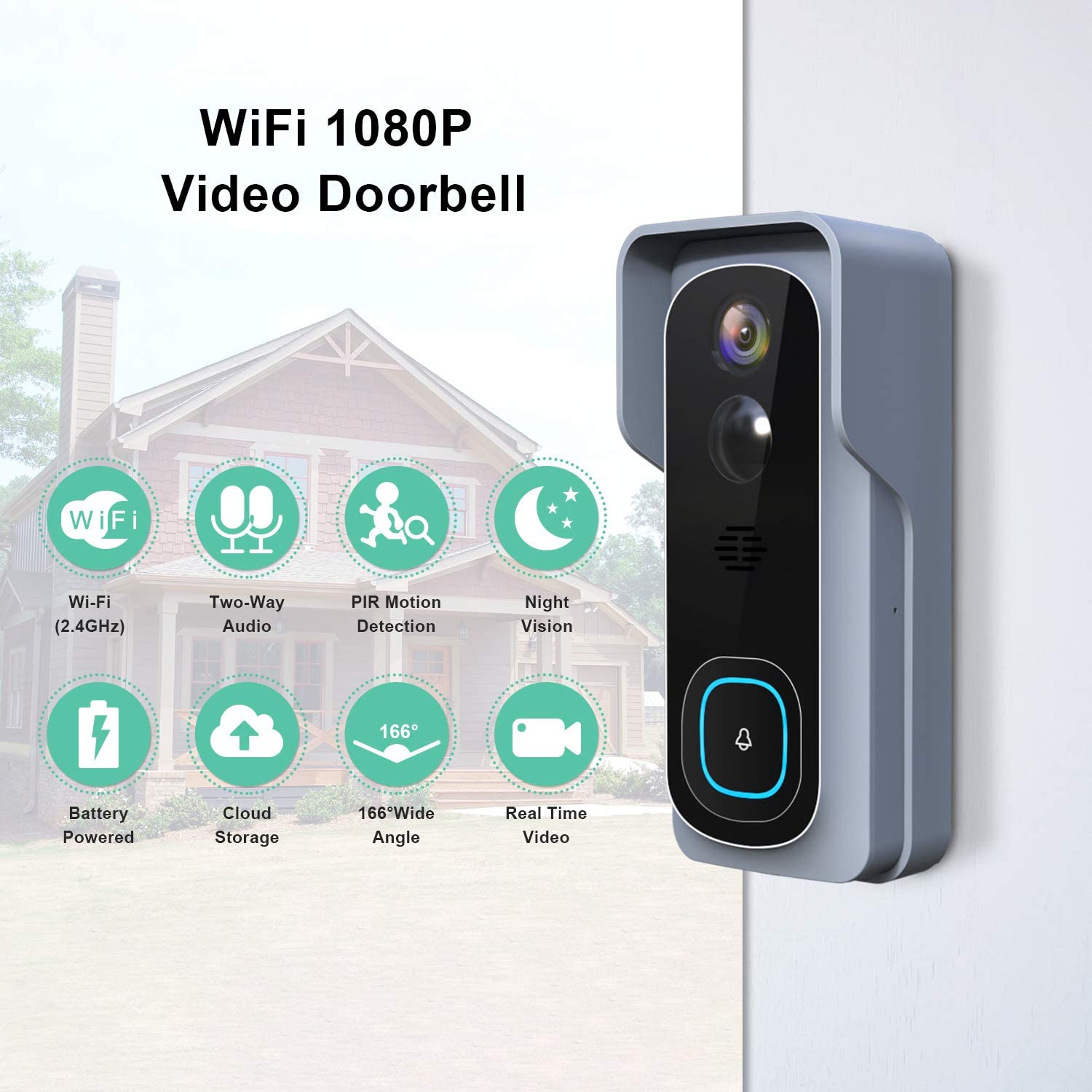 Silarius SIL - Battery Powered Smart Doorbell Camera + Chime - 2MP WiFi, Waterproof IP65, Cloudedge app , includes 32GB MicroSD card - GJB PRODUCTS