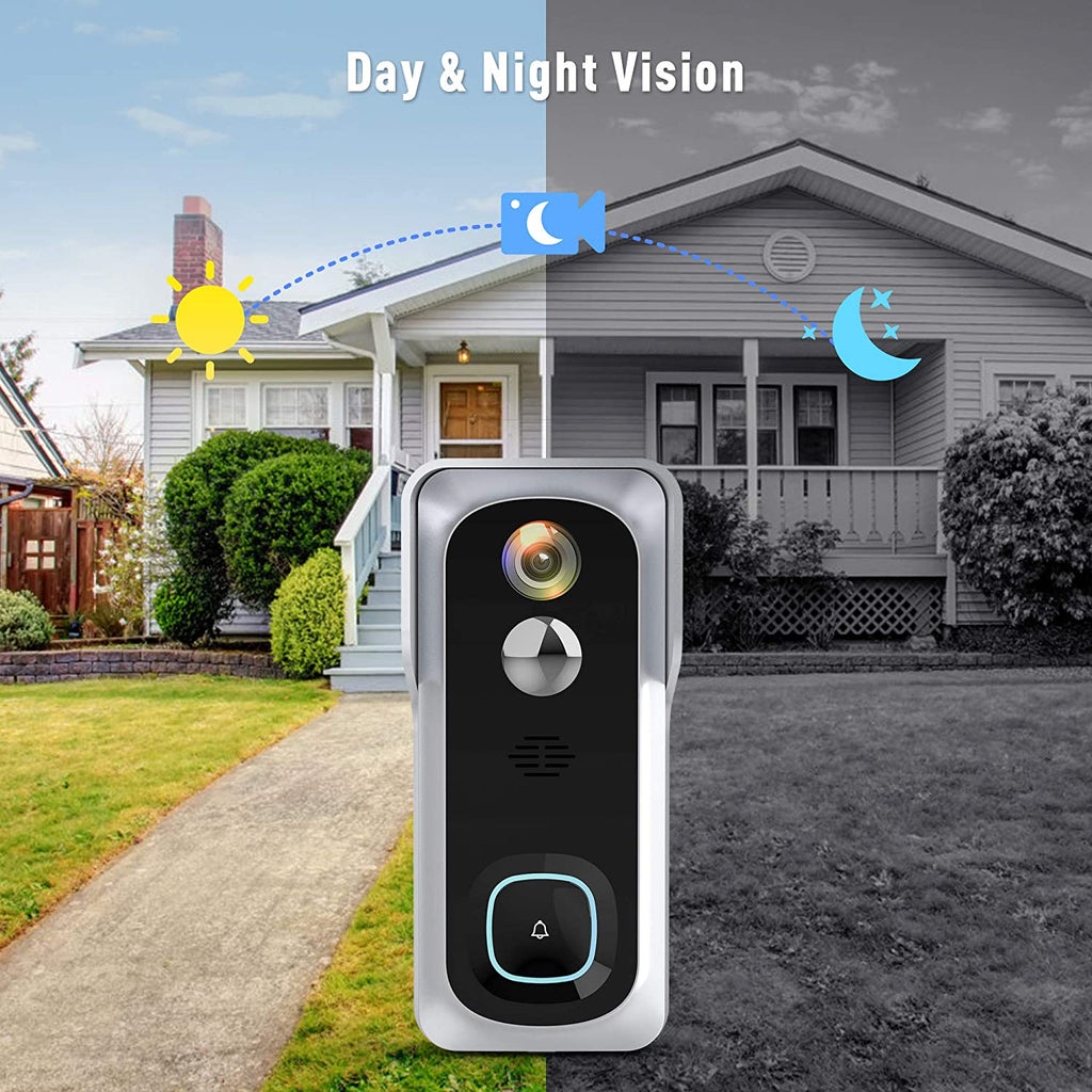 Silarius SIL - Battery Powered Smart Doorbell Camera + Chime - 2MP WiFi, Waterproof IP65, Cloudedge app , includes 32GB MicroSD card - GJB PRODUCTS