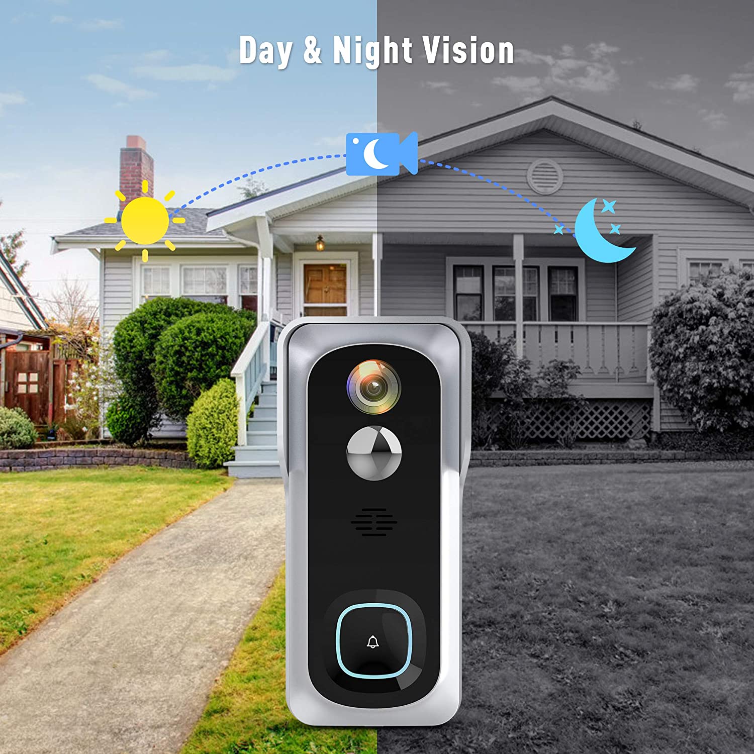 Silarius SIL - Battery Powered Smart Doorbell Camera + Chime - 2MP WiFi, Waterproof IP65, Cloudedge app , includes 32GB MicroSD card - GJB PRODUCTS