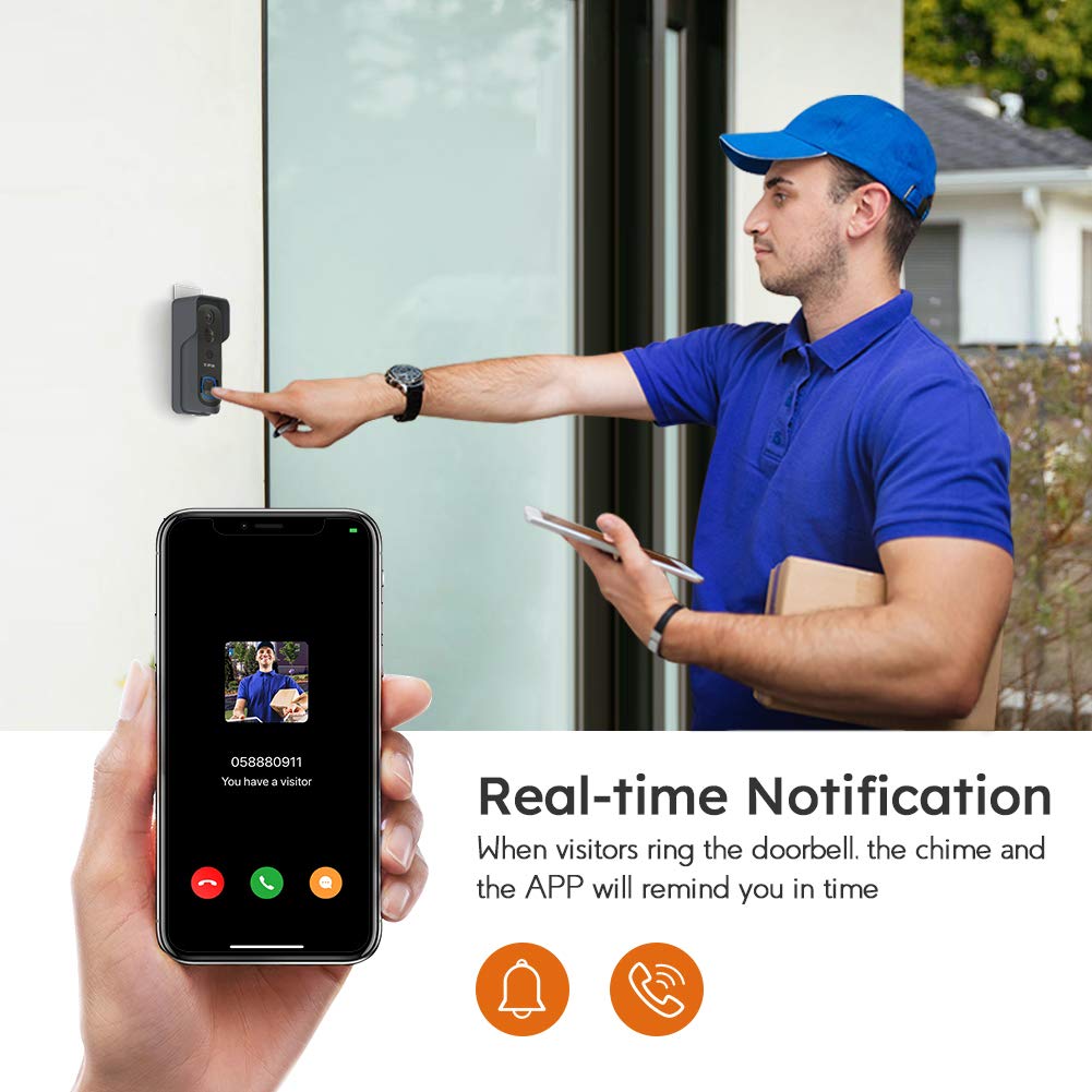 Silarius SIL - Battery Powered Smart Doorbell Camera + Chime - 2MP WiFi, Waterproof IP65, Cloudedge app , includes 32GB MicroSD card - GJB PRODUCTS