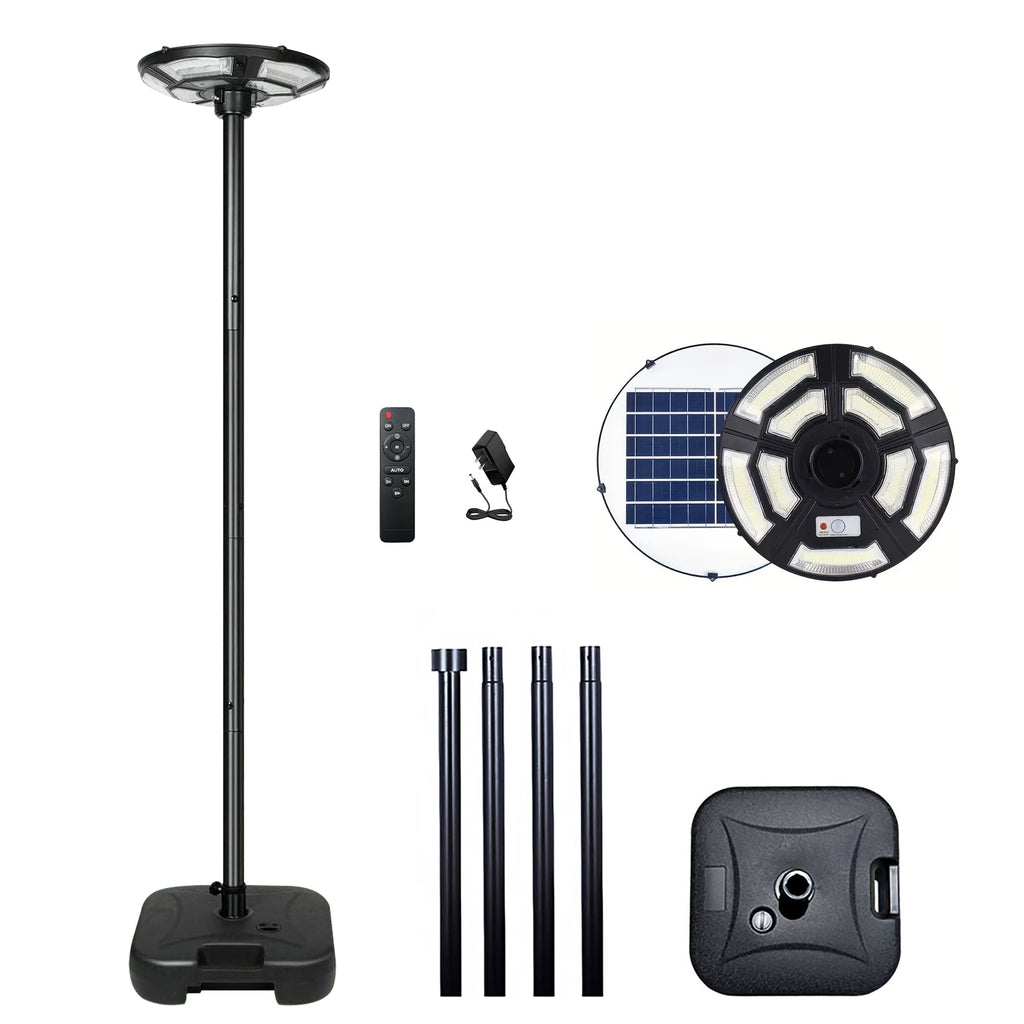 Solar Powered Floor Lamp - Waterproof Outdoor Lantern with PE Wicker Shade Light - GJB PRODUCTS