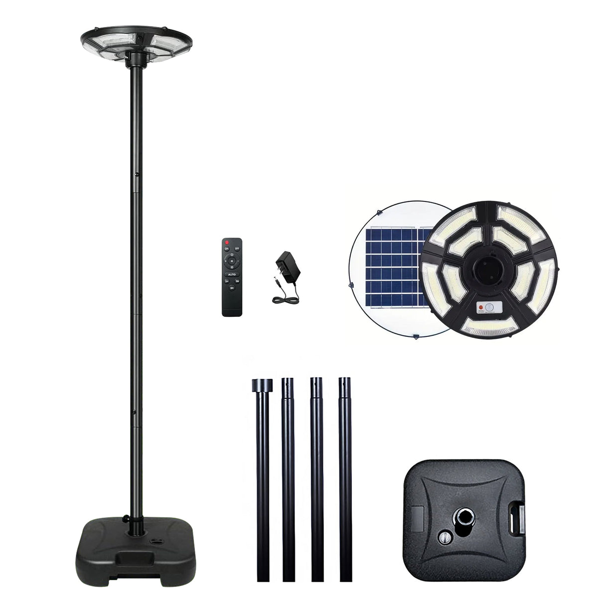 Solar Powered Floor Lamp - Waterproof Outdoor Lantern with PE Wicker Shade Light - GJB PRODUCTS