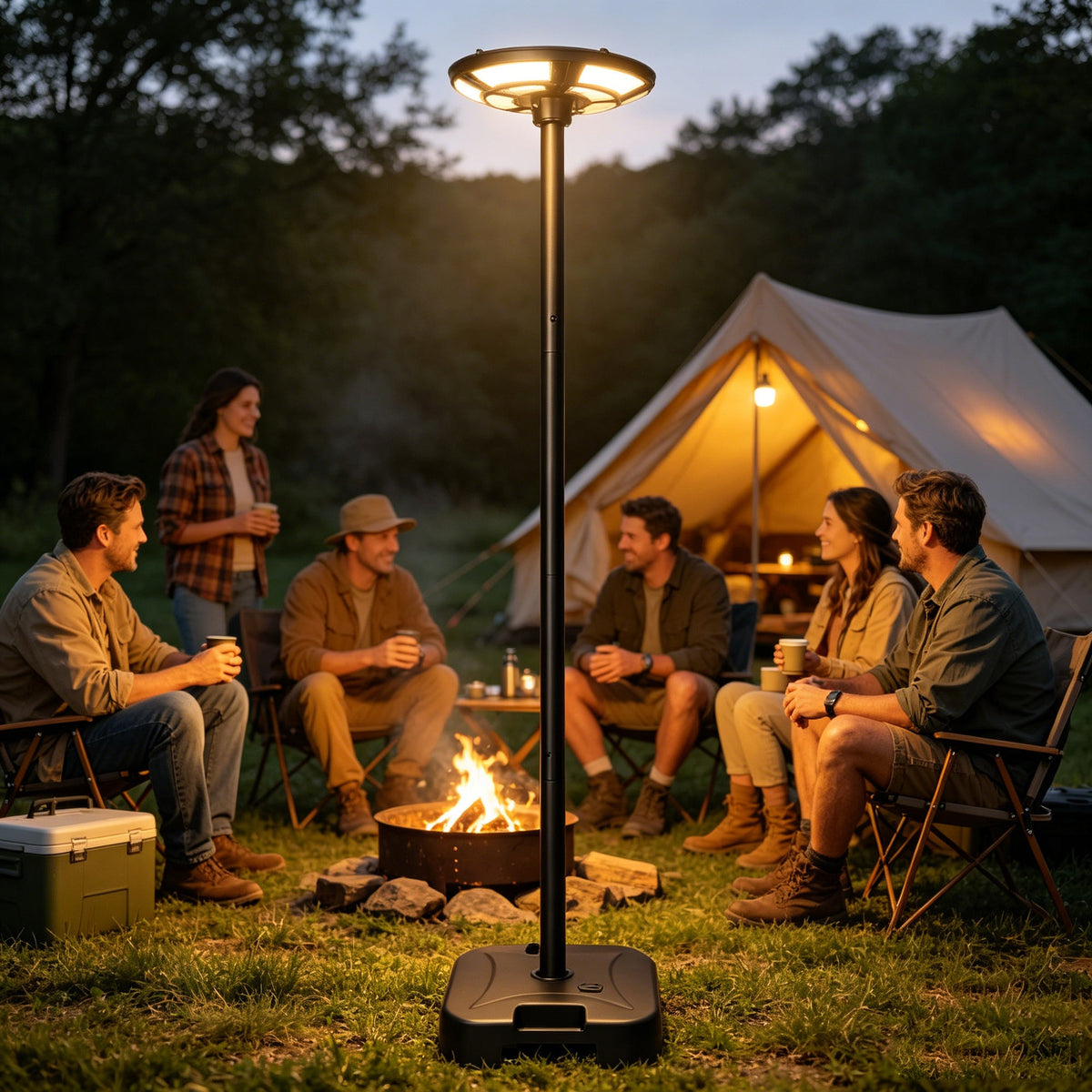 Solar Powered Floor Lamp - Waterproof Outdoor Lantern with PE Wicker Shade Light - GJB PRODUCTS