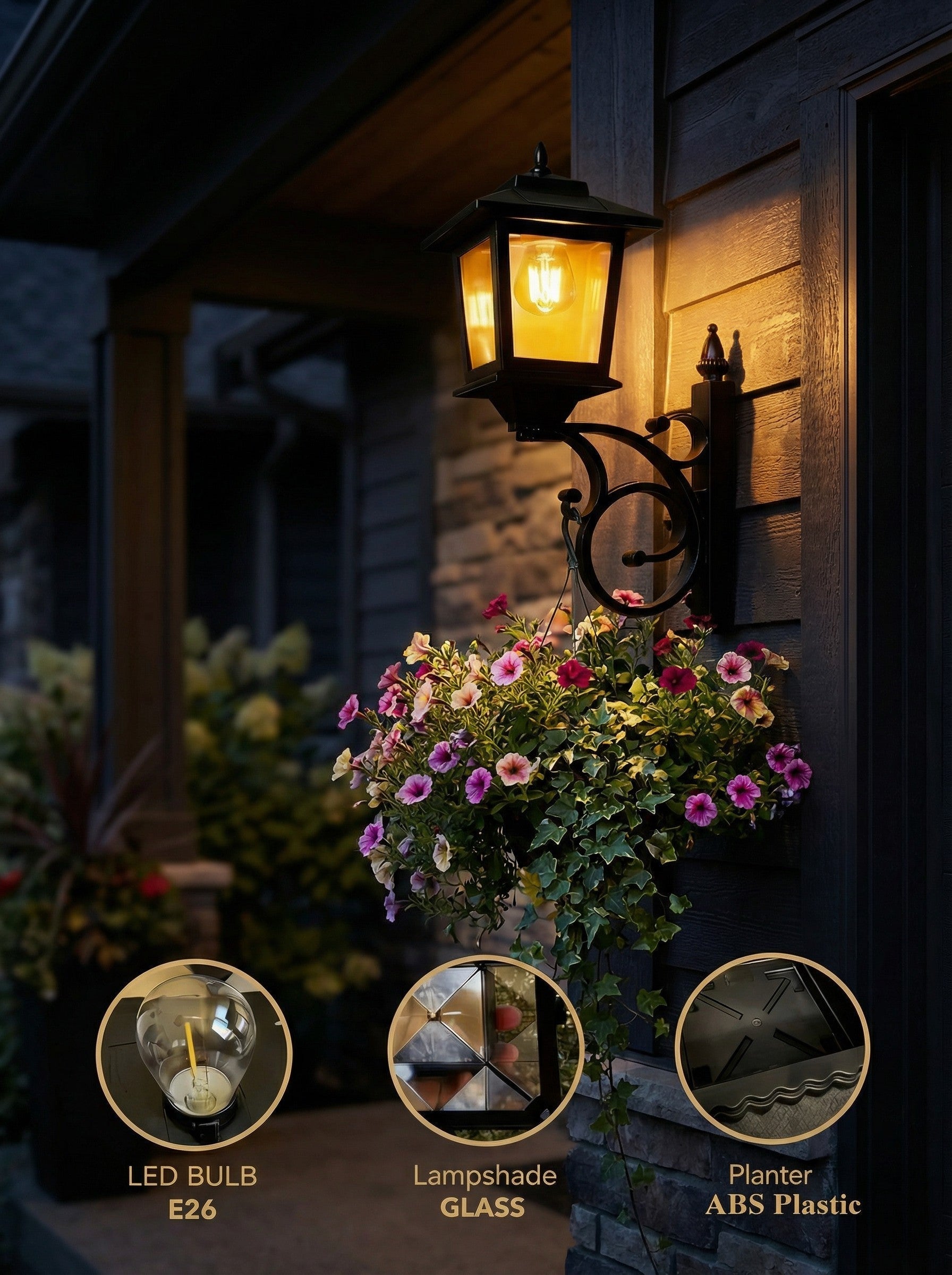 Solar Lamp Post with Flower Pot – Outdoor Garden & Patio Light – Multi Pack - GJB PRODUCTS