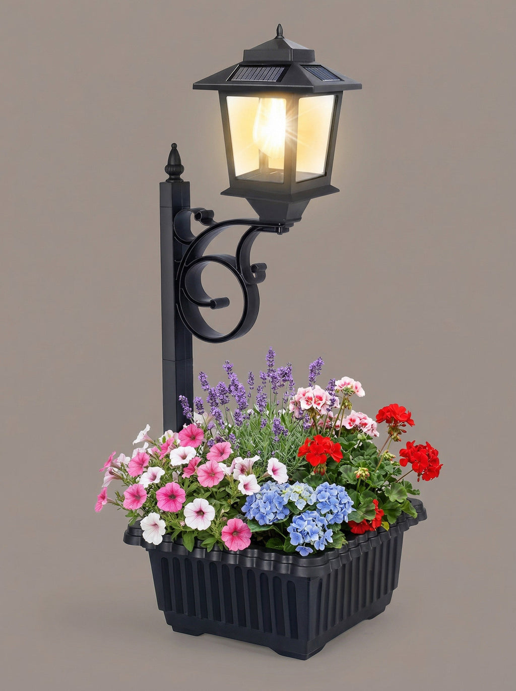 Solar Lamp Post with Flower Pot – Outdoor Garden & Patio Light – Multi Pack - GJB PRODUCTS