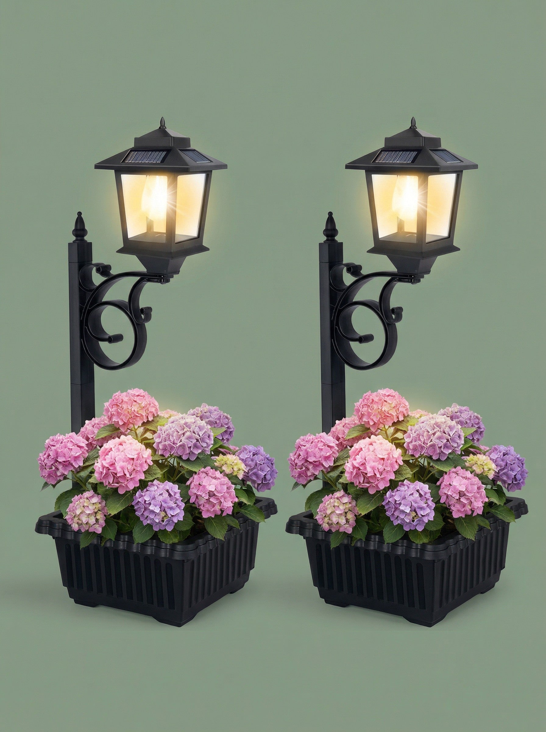 Solar Lamp Post with Flower Pot – Outdoor Garden & Patio Light – Multi Pack - GJB PRODUCTS