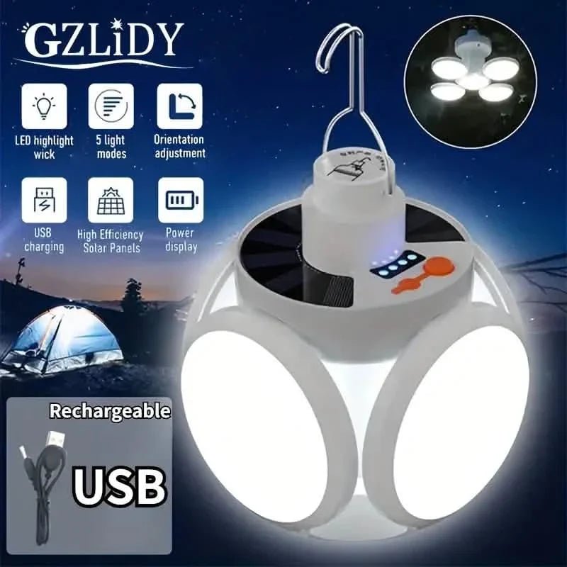 Solar USB Rechargeable LED Bulb Lights With Power Display - GJB PRODUCTS