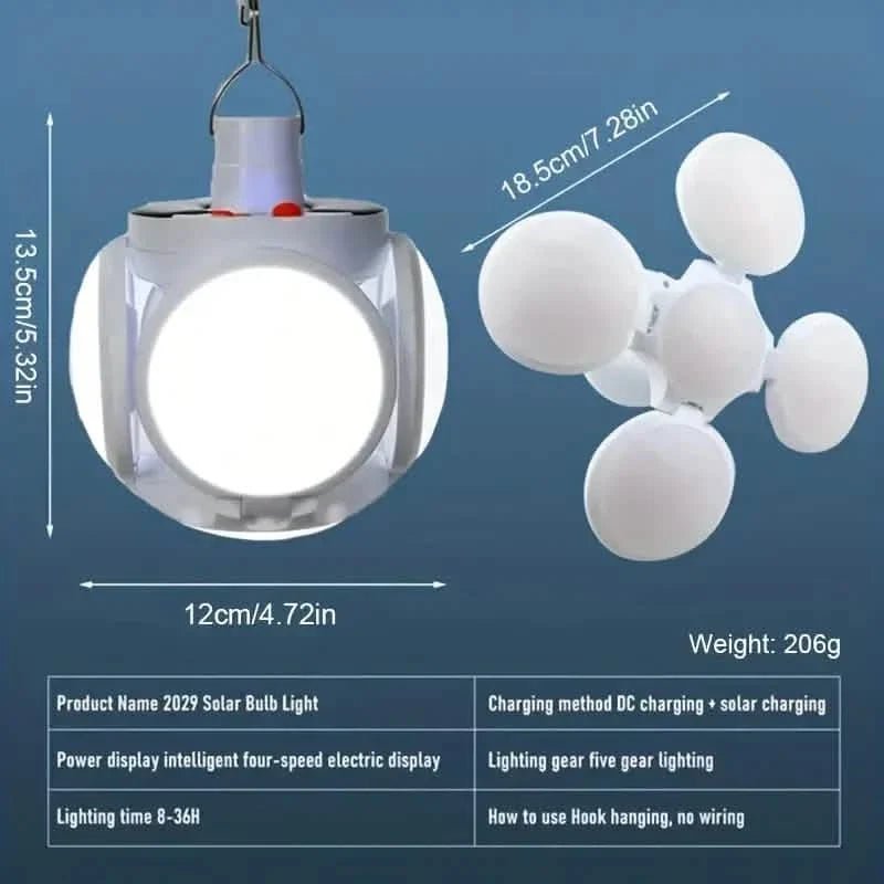 Solar USB Rechargeable LED Bulb Lights With Power Display - GJB PRODUCTS