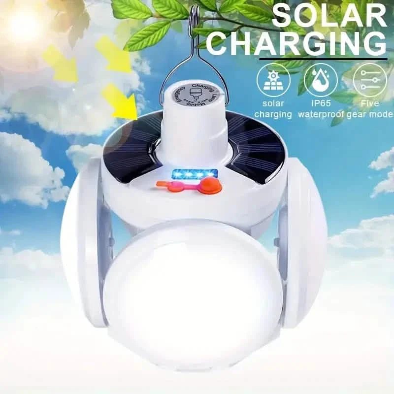 Solar USB Rechargeable LED Bulb Lights With Power Display - GJB PRODUCTS
