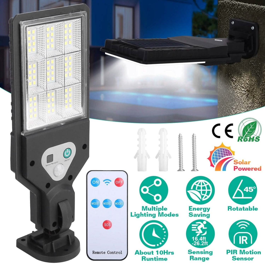 Solar Wall Light Outdoor Beads PIR Motion Sensor Remote Control Wireless Lamps - GJB PRODUCTS