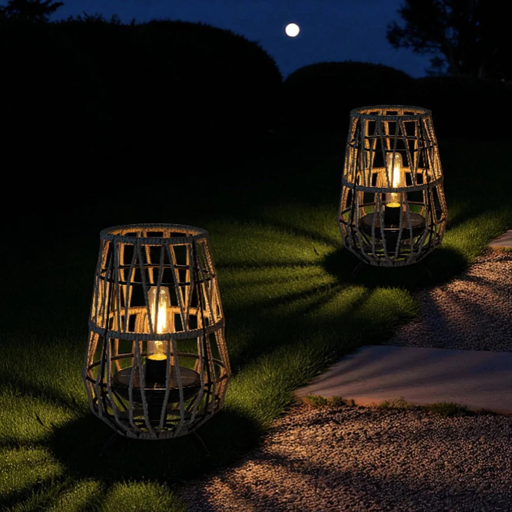 Set of 2 Solar Lantern Outdoor Table Lamp or Hanging Solar Lights by JHY DESIGN