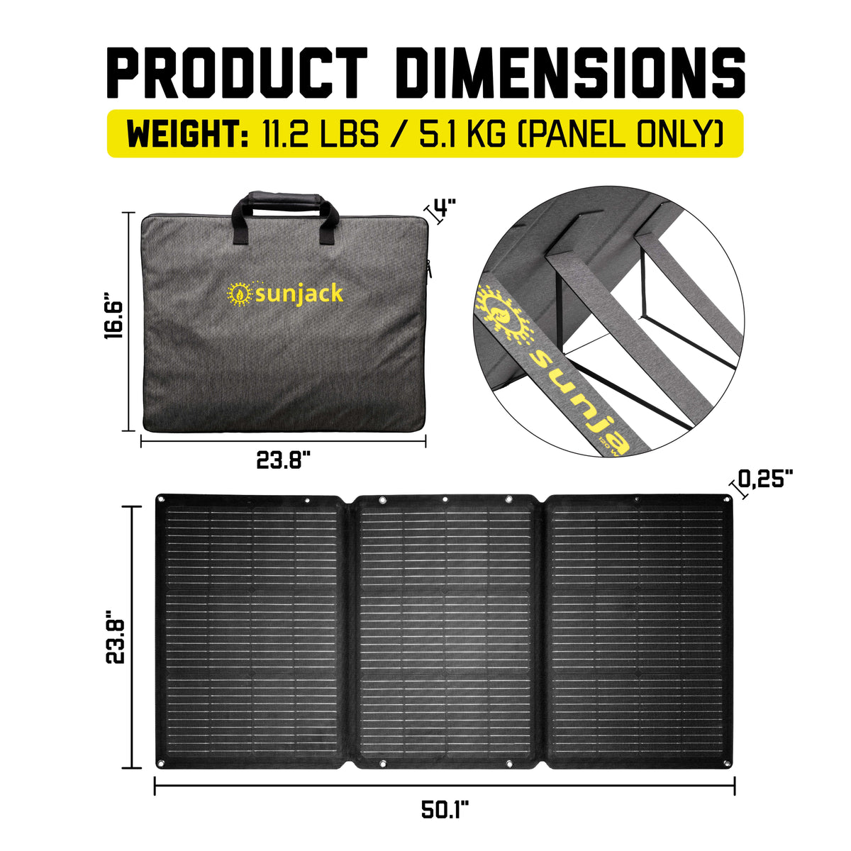 SunJack: 120 Watt ETFE Foldable Portable Solar Panel with Kickstands - GJB PRODUCTS
