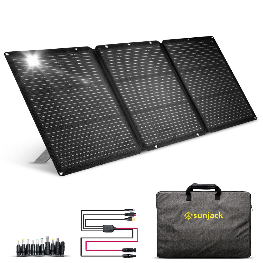 SunJack: 120 Watt ETFE Foldable Portable Solar Panel with Kickstands - GJB PRODUCTS