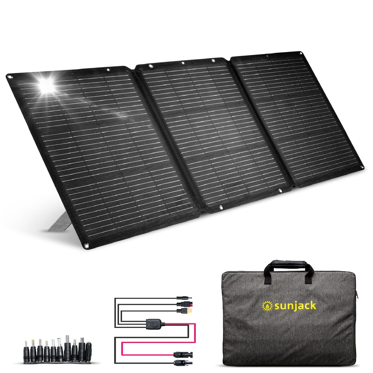 SunJack: 120 Watt ETFE Foldable Portable Solar Panel with Kickstands - GJB PRODUCTS