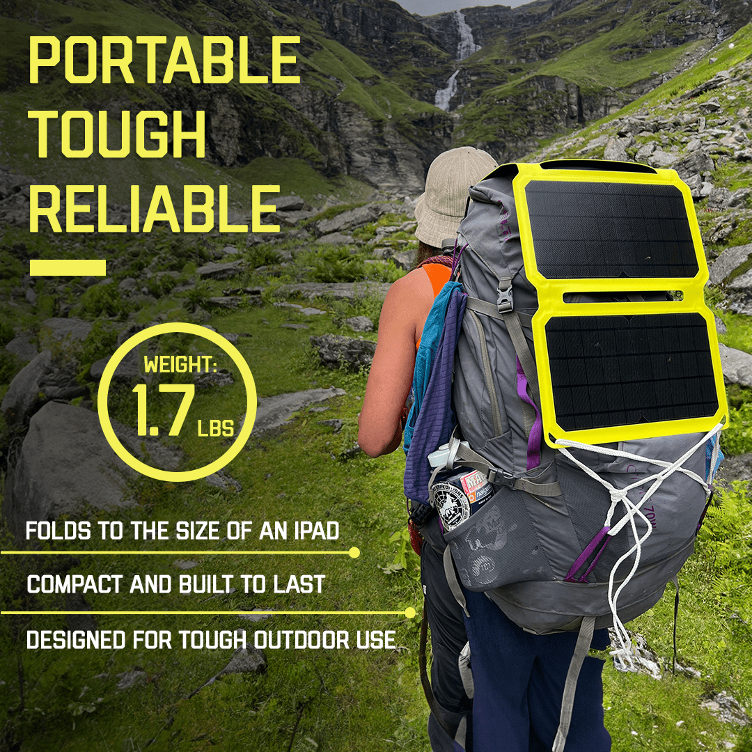 SunJack: 25 Watt ETFE Foldable Portable Solar Panel Charger with Two 10000mAh Power Bank Batteries - GJB PRODUCTS