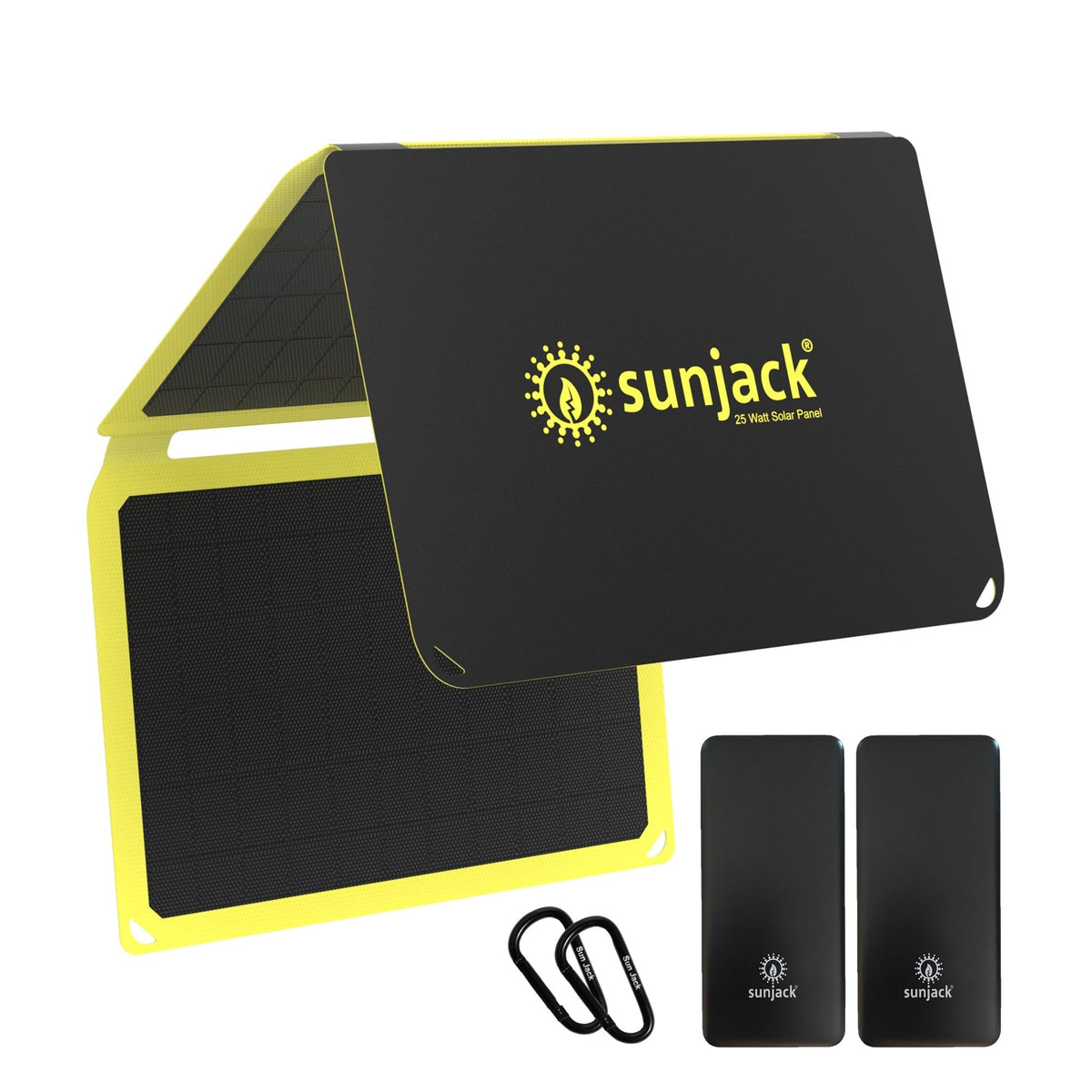 SunJack: 25 Watt ETFE Foldable Portable Solar Panel Charger with Two 10000mAh Power Bank Batteries - GJB PRODUCTS
