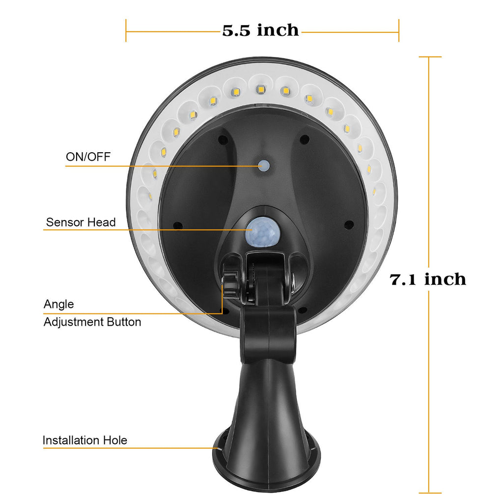 SUNPOWER/EPISTAR: 360 Degree Adjustable Luminous 1.5W - 5.5V/80 - 450Lm Solar Powered Wall LED Light - GJB PRODUCTS