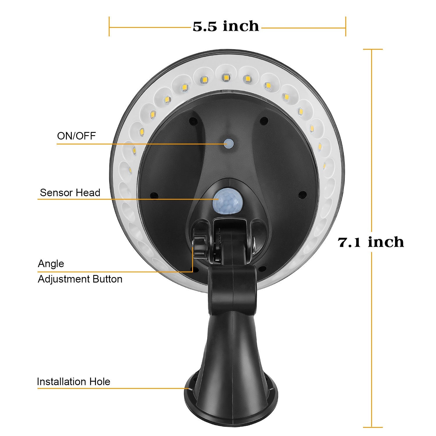 SUNPOWER/EPISTAR: 360 Degree Adjustable Luminous 1.5W - 5.5V/80 - 450Lm Solar Powered Wall LED Light - GJB PRODUCTS