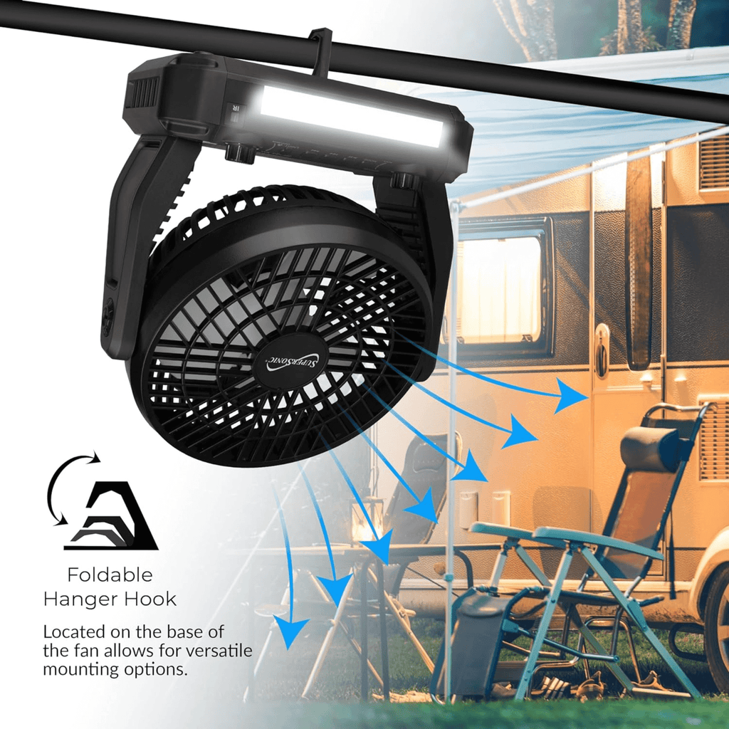 Supersonic: 5V Solar - Powered Adjustable 6” Fan(3 - Speed),Bluetooth Speaker with FM Radio,Remote Controlled and LED Flashlight - GJB PRODUCTS