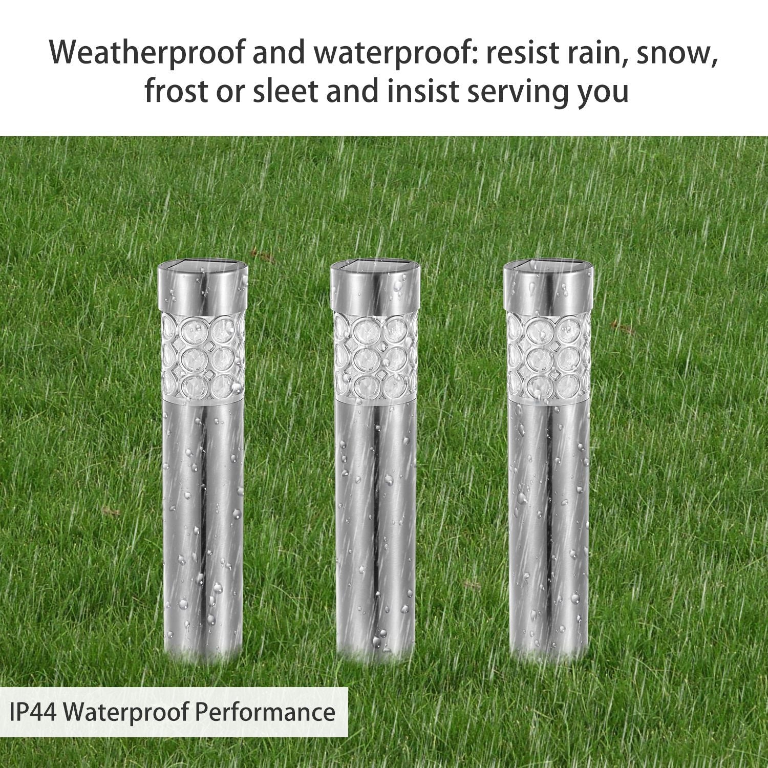 TCHUT: 6Pcs Stainless Steal Solar Powered Pathway Light IP44 Waterproof 3 RGB Color Changing For Yard,Garden or Pathway 8hr Charge - Time - GJB PRODUCTS