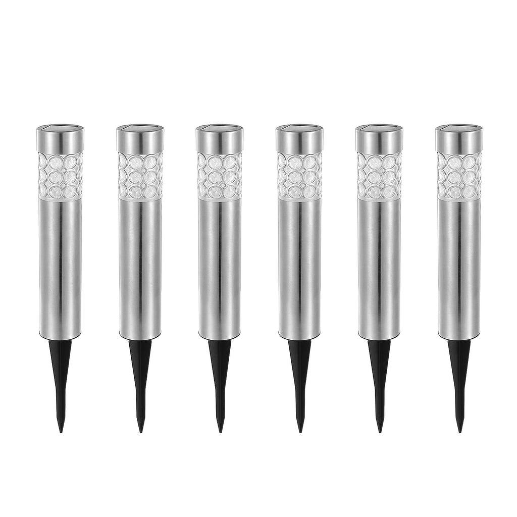 TCHUT: 6Pcs Stainless Steal Solar Powered Pathway Light IP44 Waterproof 3 RGB Color Changing For Yard,Garden or Pathway 8hr Charge - Time - GJB PRODUCTS