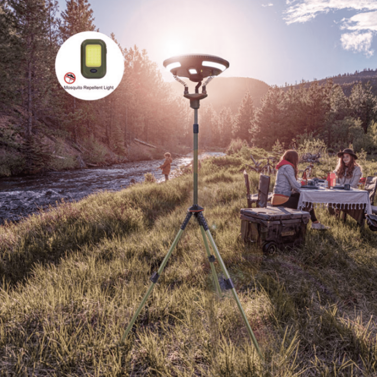 TRU De - LIGHT: Multipurpose Singing Solar(800 mo Lm) Music LED Light - Bluetooth Speaker / Main Light + 3 Independent Detachable Multi Mode Lights/Mosquito Repellent Light/Tripod+Carrying Bag - GJB PRODUCTS