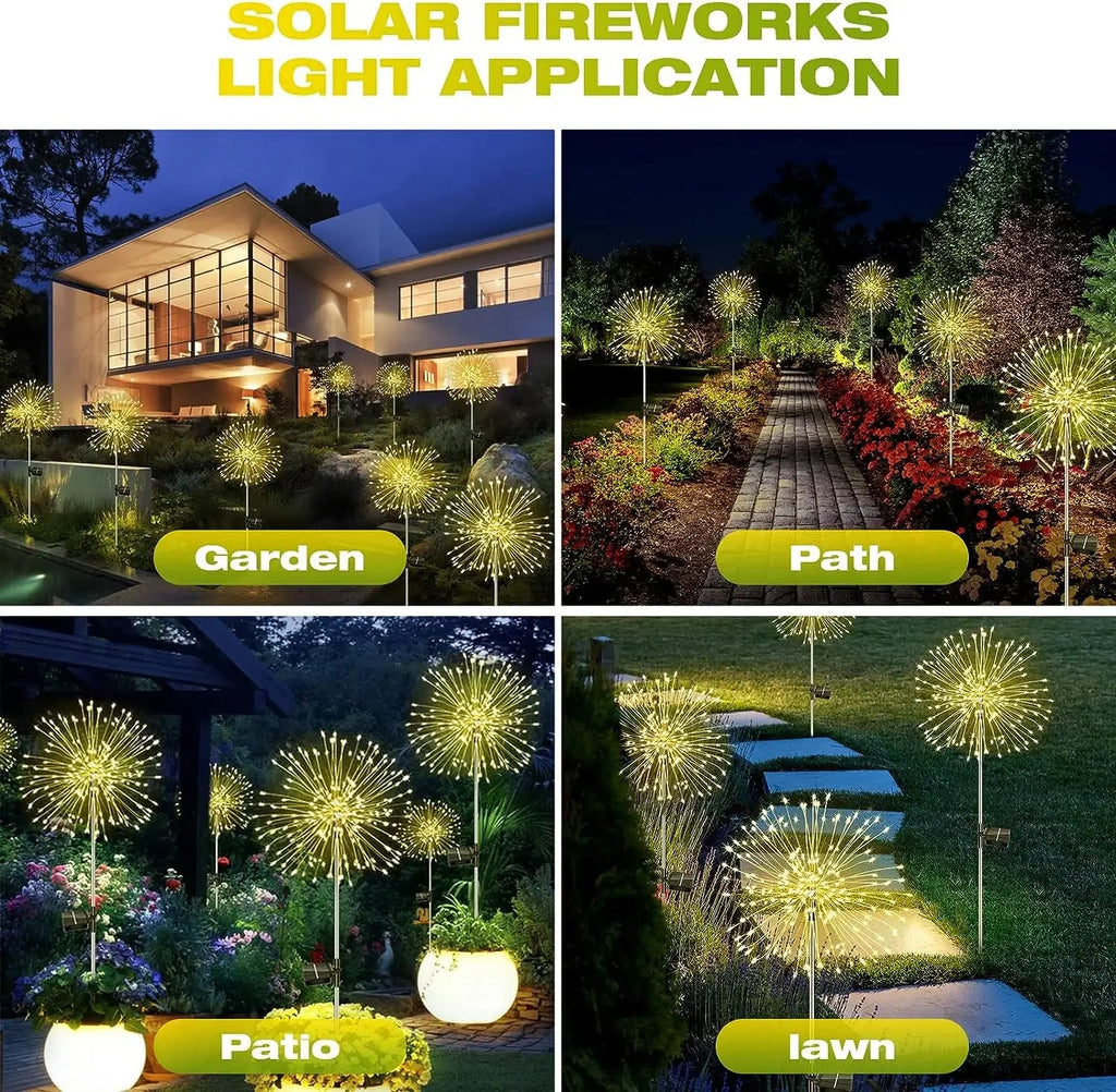TSUN: Decorative 4 Light Mode Solar Powered LED Firework/Fairy Lights: - GJB PRODUCTS