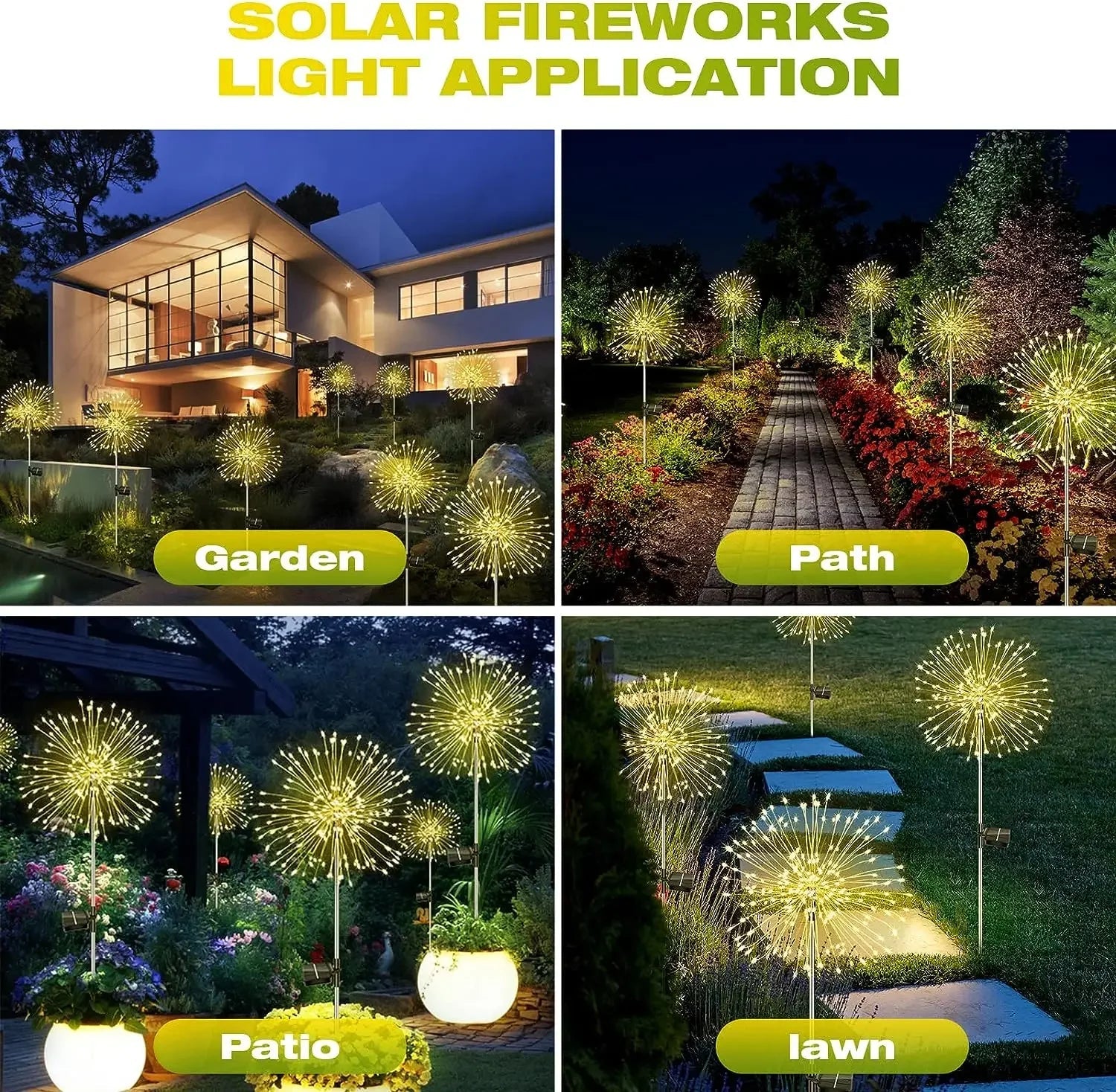 TSUN: Decorative 4 Light Mode Solar Powered LED Firework/Fairy Lights: - GJB PRODUCTS