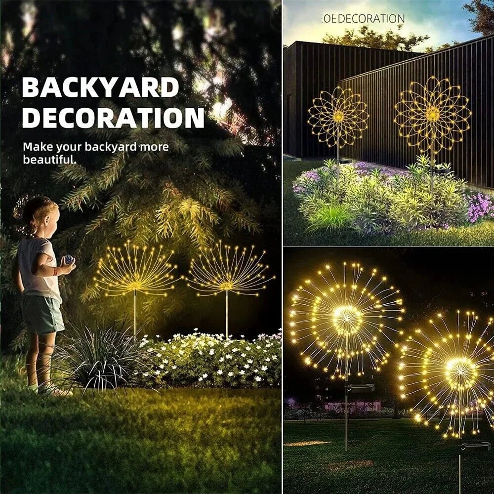 TSUN: Decorative 4 Light Mode Solar Powered LED Firework/Fairy Lights: - GJB PRODUCTS