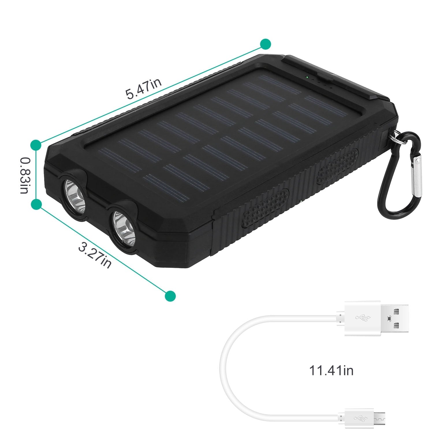 Universal for Apple: 10,000mAh 5V USB or Solar Powered Power Bank with Dual USB, LED Lights(3 - Mode) and Compass - GJB PRODUCTS