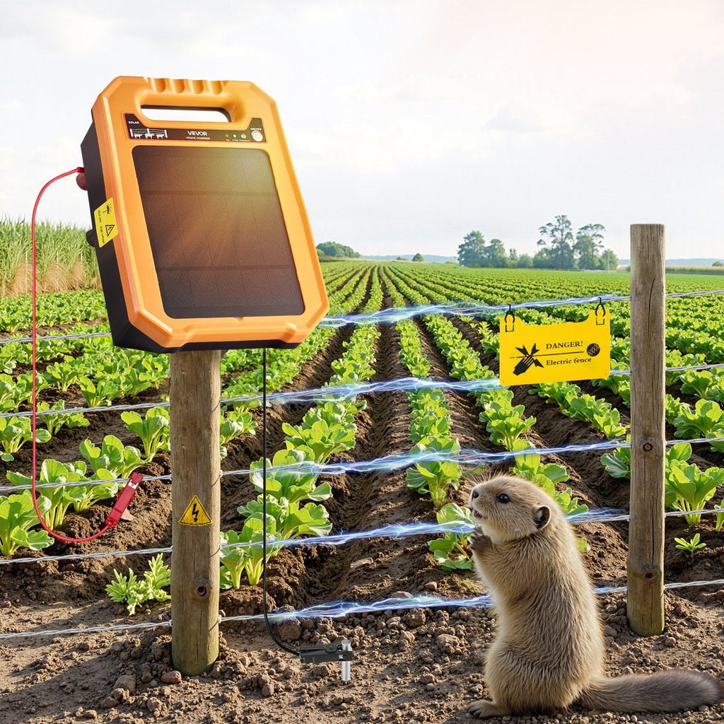Vevor: 0.3J 8kV Solar(10W) Electric Fence Charger - GJB PRODUCTS