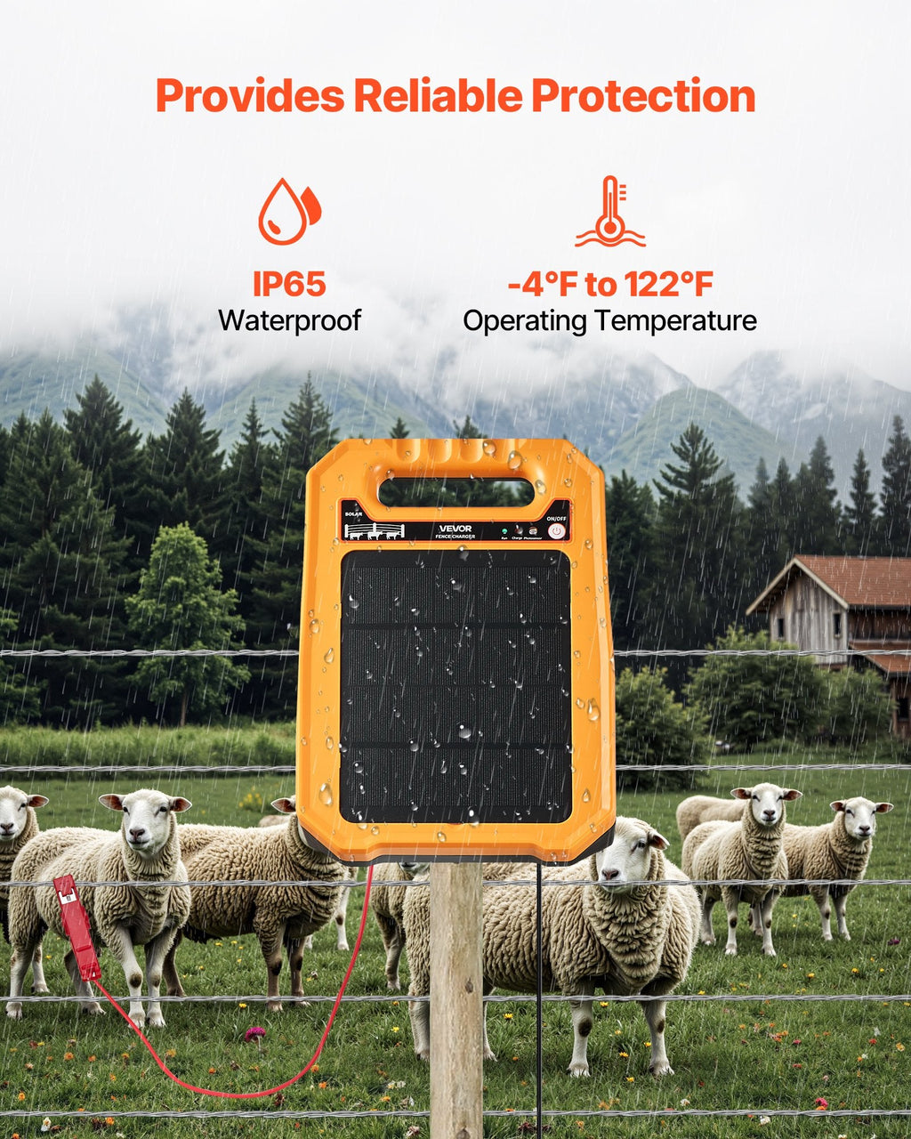 Vevor: 0.3J 8kV Solar(10W) Electric Fence Charger - GJB PRODUCTS