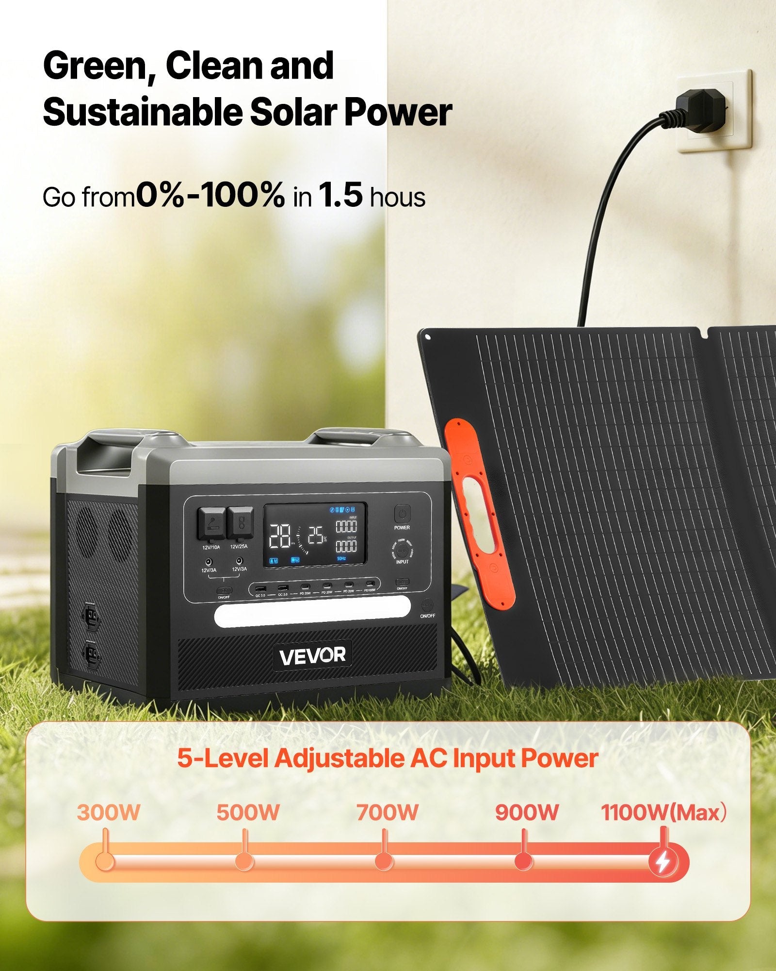 VEVOR: 2400W Portable Solar Powered Generator With 200W Foldable Solar Panel• 2160Wh Expandable LiFePO4 Battery Backup•10 Output Ports & Adjustable Input Power•Home or Office - Grid use - GJB PRODUCTS