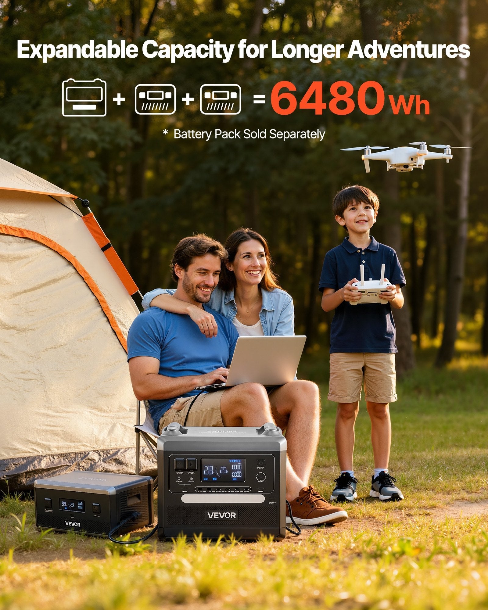 VEVOR: 2400W Portable Solar Powered Generator With 200W Foldable Solar Panel• 2160Wh Expandable LiFePO4 Battery Backup•10 Output Ports & Adjustable Input Power•Home or Office - Grid use - GJB PRODUCTS