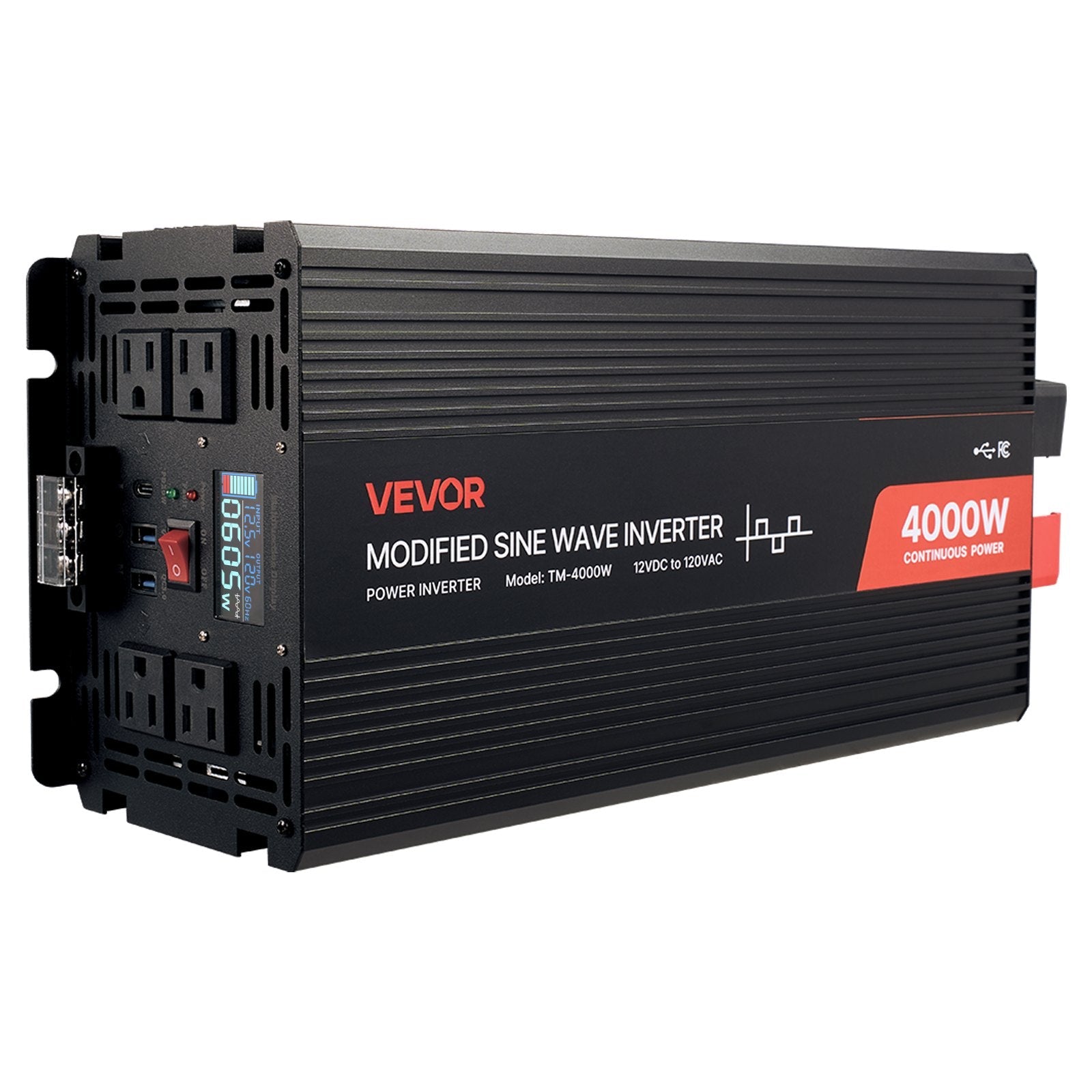 VEVOR: 4000W Power Inverter, 12V DC To 120V AC, Solar Charger For RV, Truck - GJB PRODUCTS