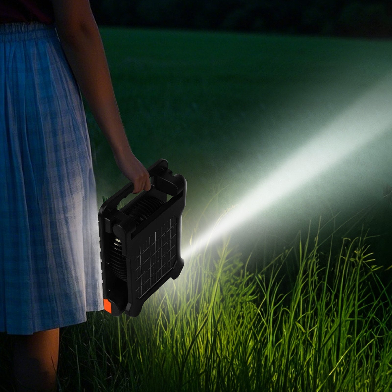 VEVOR: 4W Solar 7” High - Speed Fan with 3 - Level LED Lantern and Timer - GJB PRODUCTS