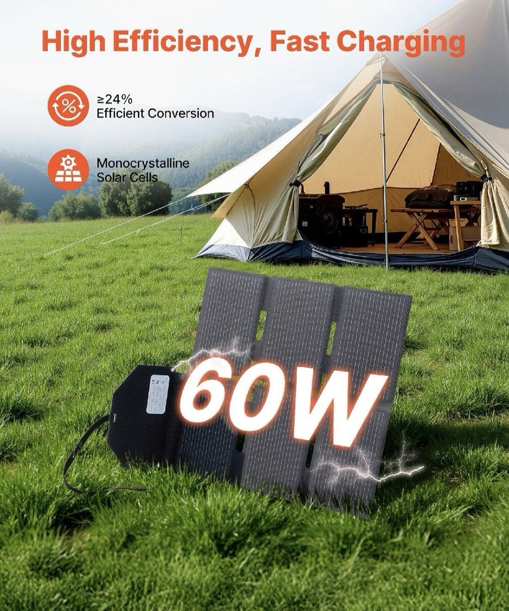 VEVOR: 60W Foldable Solar Panel Charger - GJB PRODUCTS