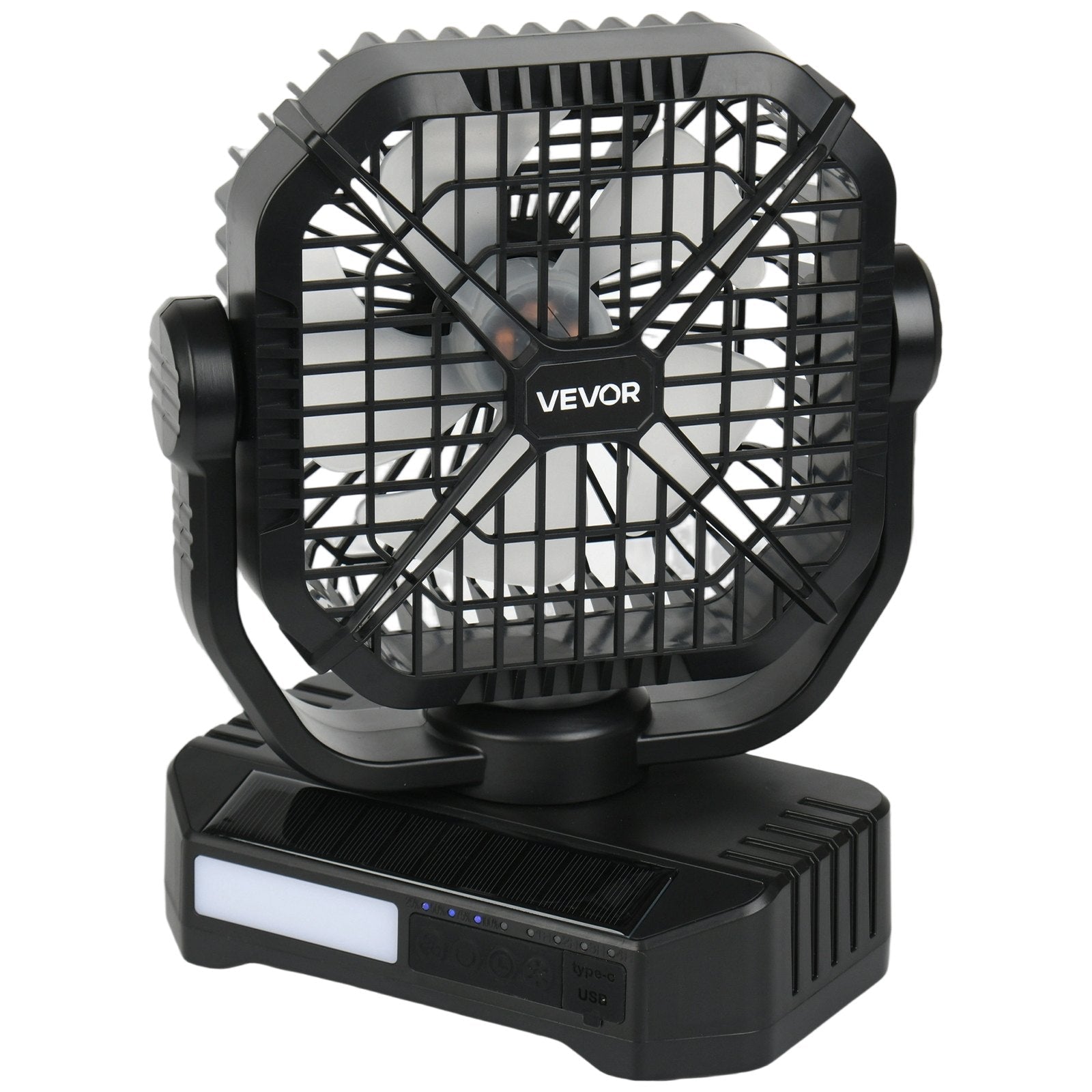 VEVOR: 8” 7W Solar Powered Fan with Panel(10400mAh)& LED Lantern - GJB PRODUCTS