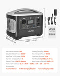 VEVOR: Portable Power Station, 600W Solar Generator Power Station, 493Wh LiFePO4 Battery Backup With 8 Output Ports For Home Emergency, Outdoor Camping, RV Travel (Solar Panel NOT Included) - GJB PRODUCTS