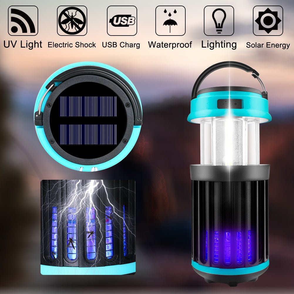 VIP Digital: Solar LED Electric Shock Mosquito Killer(300 - 400nm Ultraviolet) Lamp(250Lm)for Outdoors - Waterproof USB Rechargeable Lighting Mosquito Trap - GJB PRODUCTS