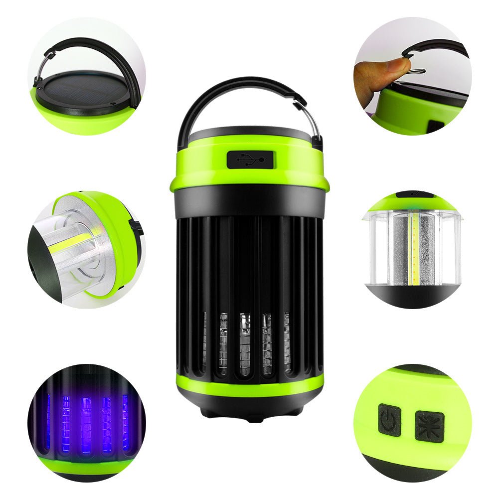 VIP Digital: Solar LED Electric Shock Mosquito Killer(300 - 400nm Ultraviolet) Lamp(250Lm)for Outdoors - Waterproof USB Rechargeable Lighting Mosquito Trap - GJB PRODUCTS