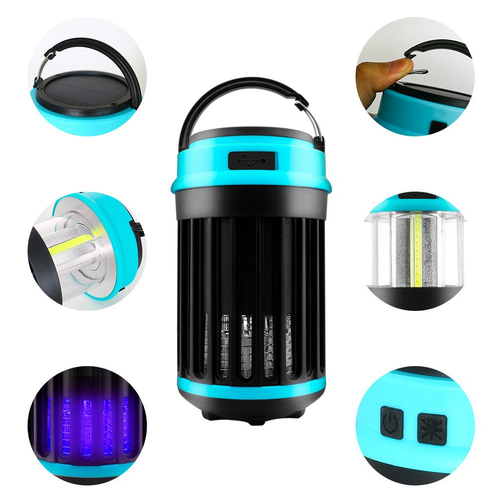 VIP Digital: Solar LED Electric Shock Mosquito Killer(300 - 400nm Ultraviolet) Lamp(250Lm)for Outdoors - Waterproof USB Rechargeable Lighting Mosquito Trap - GJB PRODUCTS