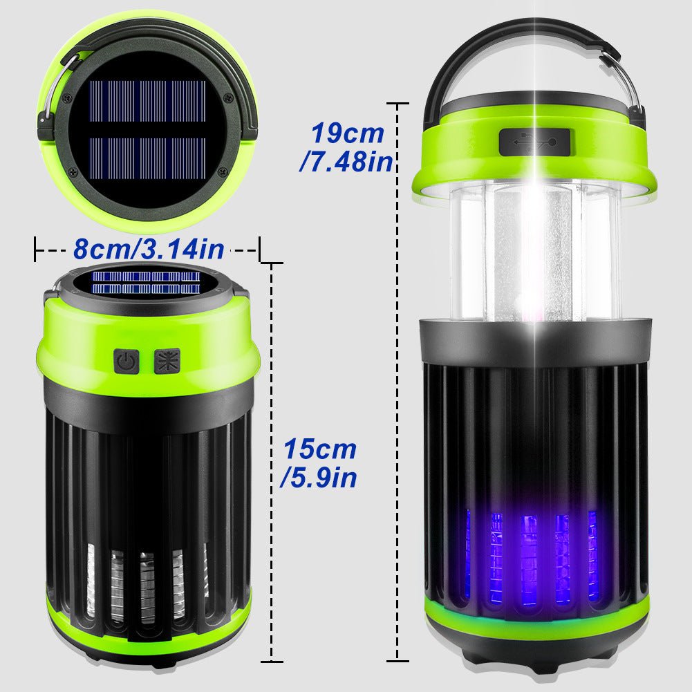 VIP Digital: Solar LED Electric Shock Mosquito Killer(300 - 400nm Ultraviolet) Lamp(250Lm)for Outdoors - Waterproof USB Rechargeable Lighting Mosquito Trap - GJB PRODUCTS