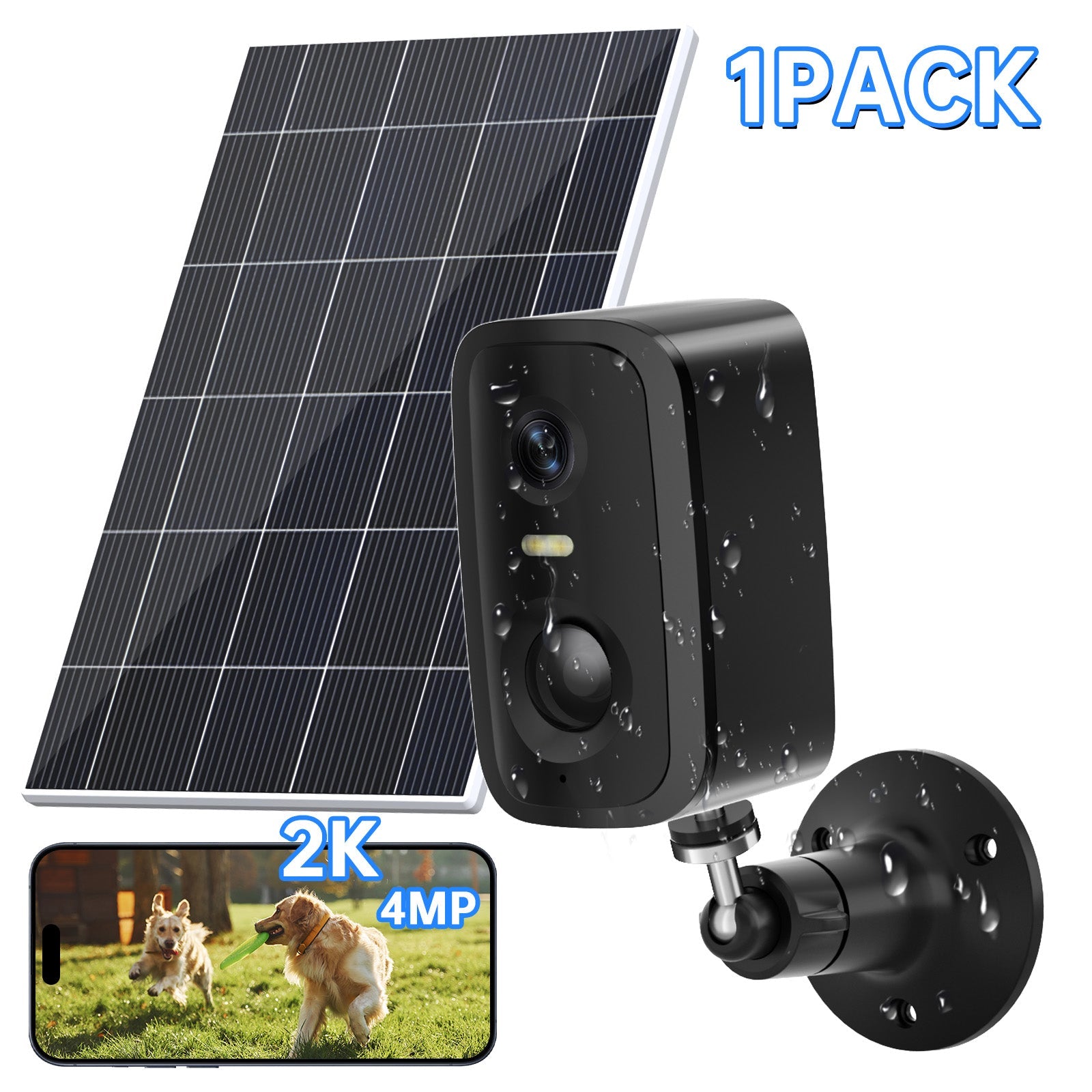 WESECUU: Wifi or Bluetooth Solar Powered PIR+Motion/Voice Detection Wireless Outdoor Security HD Camera with 1.6W Solar Panel - GJB PRODUCTS