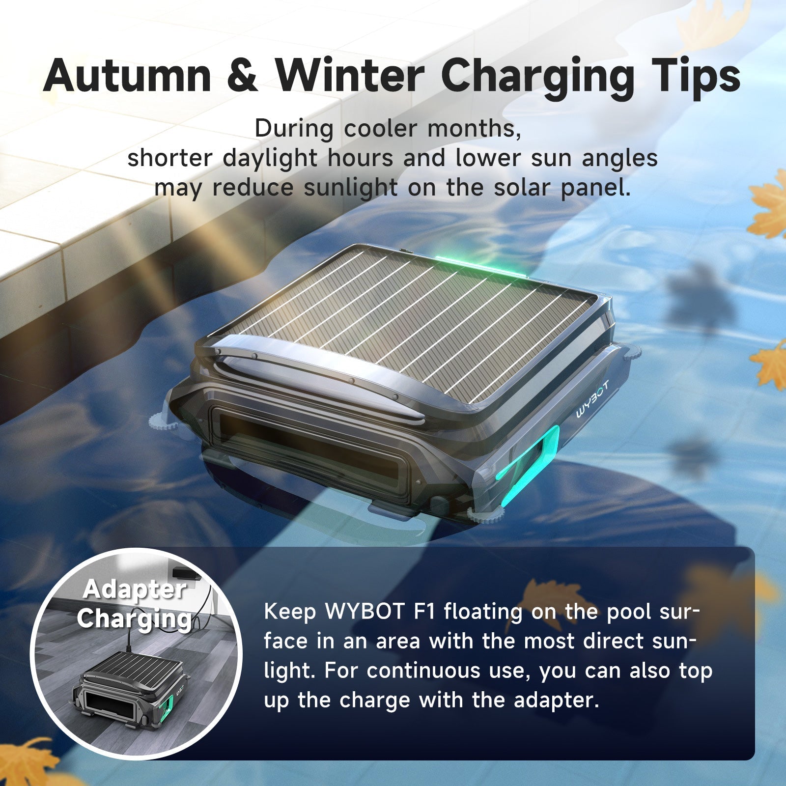 WYBOT F1 Pool Skimmer Solar Powered Robotic Cleaner - GJB PRODUCTS