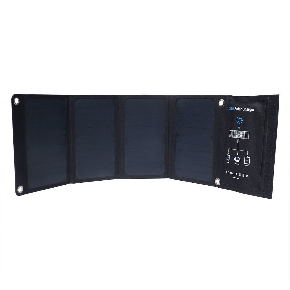 Xionel: Portable Outdoor 24W Solar Power Bank for Multiple Devices with Waterproof PVC Fabric - GJB PRODUCTS